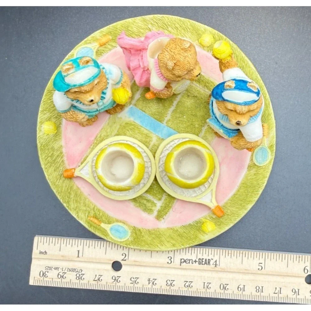 Miniature Popular Imports Tennis Bears Tea Set, Resin, Sports, 1994, VTG